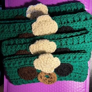 Green Crochet Headbands/Ear Warmers with cookie Accents